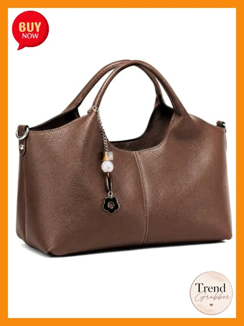 Medium Vegan Leather Satchel Crossbody Hobo Bag with Detachable Strap